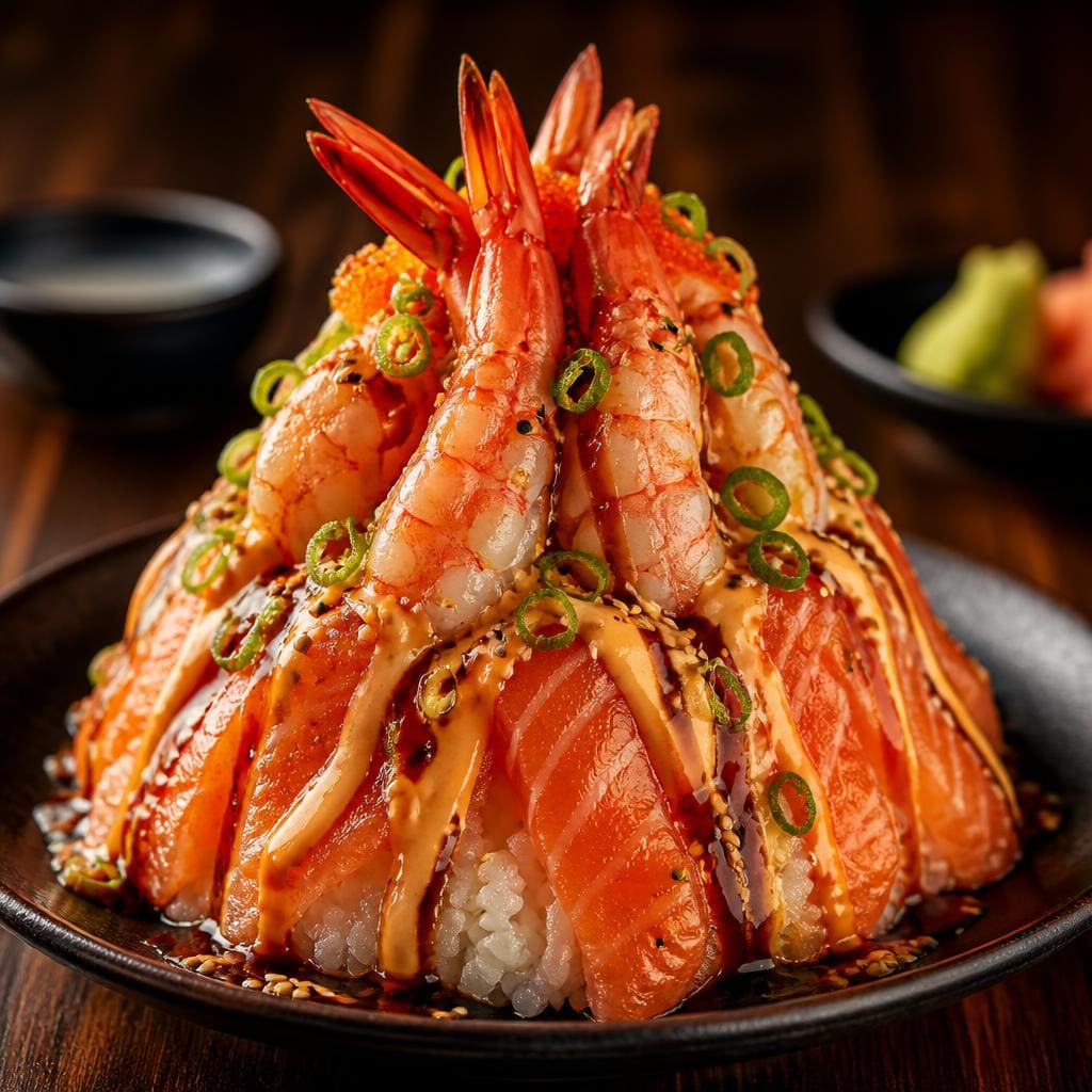Aka Ebi Salmon Volcano Bomb Sushi Hiro menu appetizer ebi salmon